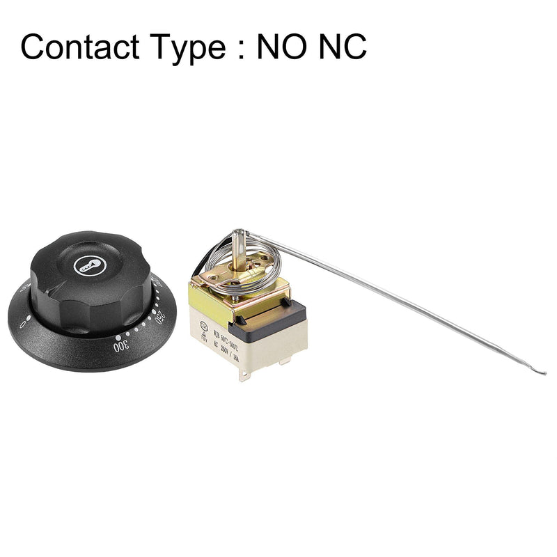 [Australia - AusPower] - uxcell 1NO 1NC 250V 16A 50-300C Temperature Control Switch Capillary Thermostat for Oven Refrigerator Heater, 4mm Probe, with 2 Screws&3 Crimp Terminals 
