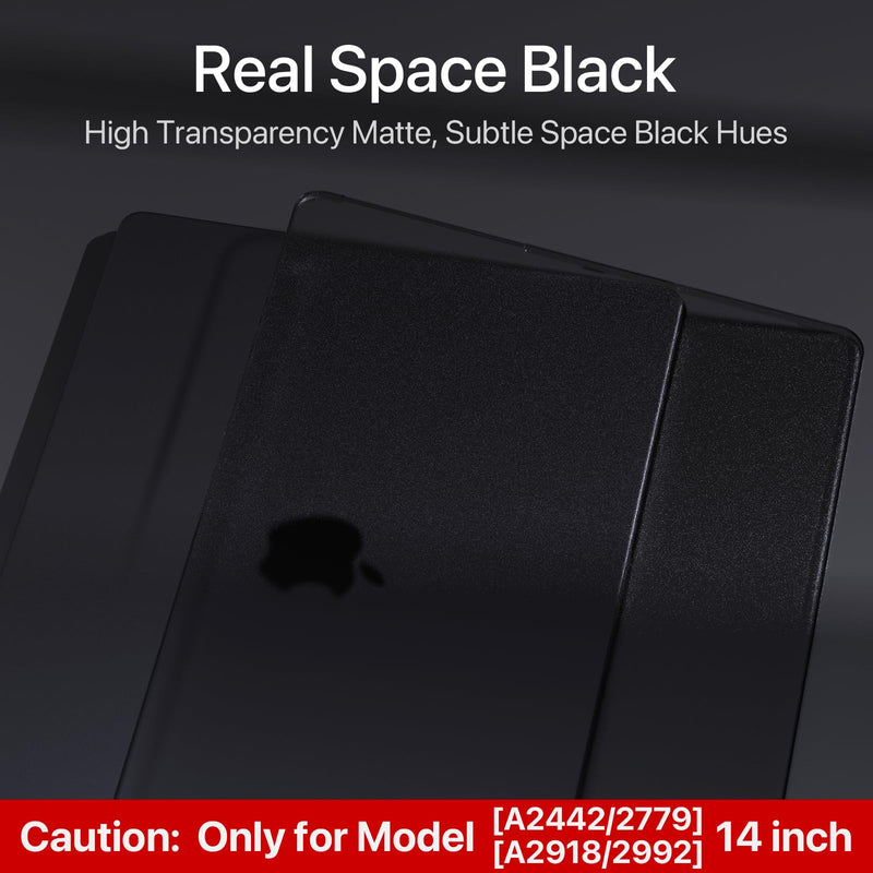 [Australia - AusPower] - for MacBook Pro 14 inch Case 2023-2021 M3 Pro/Max A2918 A2992 M2 A2779 M1 A2442 [100% Match Official Color] [Scientific Slim] Protective Hard Case Matte Cover for Laptop - Space Black Clear 