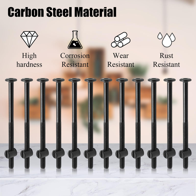[Australia - AusPower] - M6 x 100mm Bunk Bed Bolts, Hex Drive Socket Furniture Barrel Screws Bolt Nuts Furniture Crib Baby Bed Bolt with Wrench(Black, 12 Pcs) M6*100 Black 