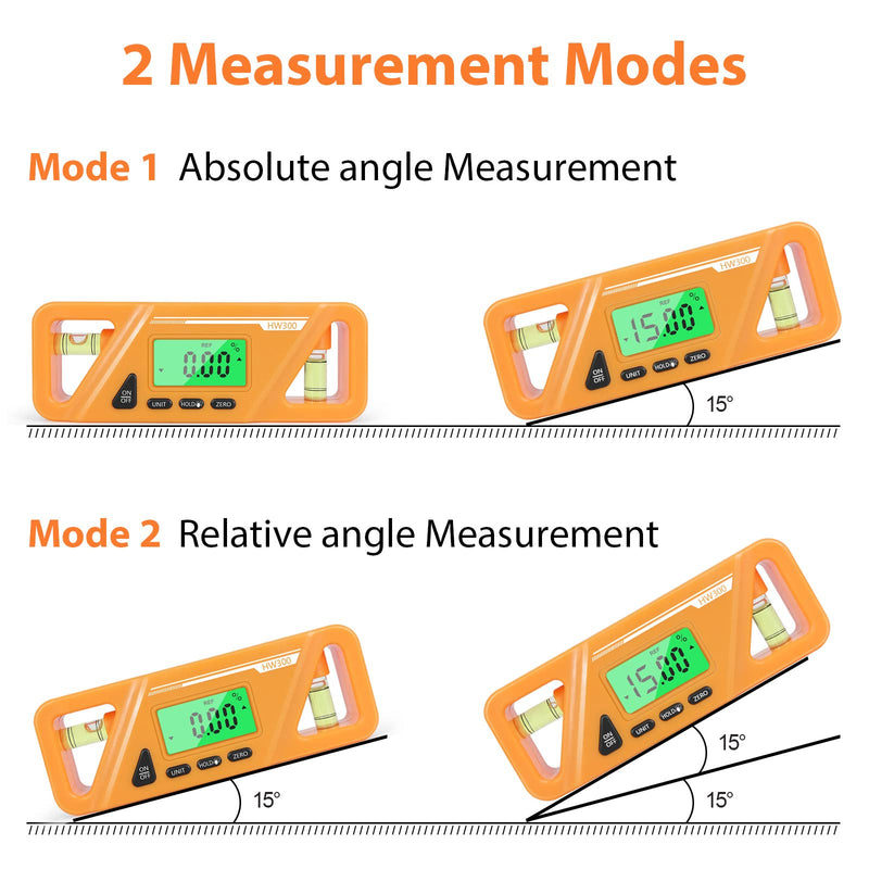[Australia - AusPower] - KKnoon Magnetic Digital Protractor Absolute and Relative Measurement Angle and Tilt Conversion Inclinometer Versatile Clinometer LCD Display with Backlight 