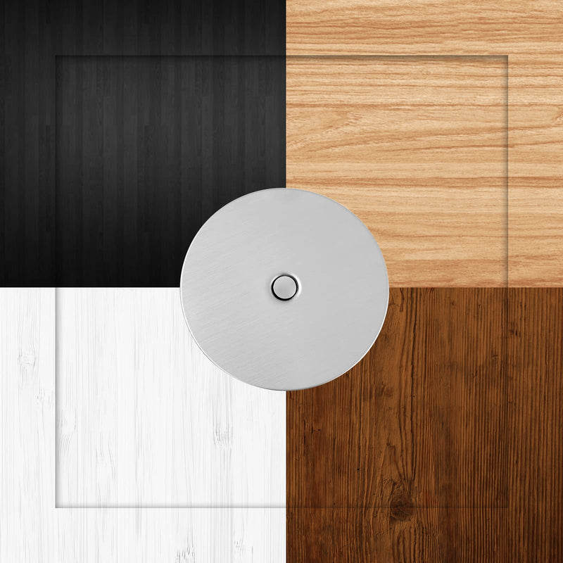 2 Pack Door Hole Cover Plate Brushed Satin Nickel Deadbolt Cover Plate 2 5/8" Diameter Round Door Knob Hole Filler Plate, 1" and 1.5" Screws, Reinforcer Locks and Doors for Home Security