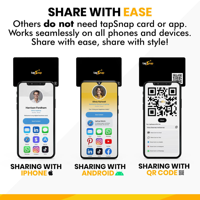 [Australia - AusPower] - Digital Business Card by TapSnap | No Subscription/No Fee | Tap to Share Smart NFC | Custom Business Card | Smart Networking Card | iPhone & Android (White) White 