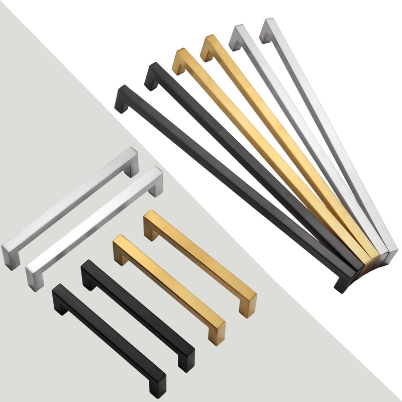 Cabinet Pulls Brushed Nickel Cabinet Handles Square Drawer Pulls, 10 Pack 7-1/2 Inch Stainless Steel Kitchen Door Cupboard Cabinet Handles, Cabinet Hardware Drawer Handles, 192mm Hole Centers 7-1/2 inch Hole Centers (192 mm)