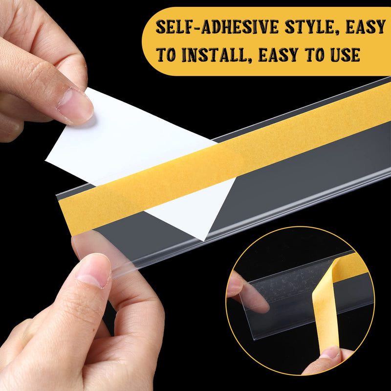 Fainne 25 Pcs Shelf Label Strips 1.5''H x 27" L Self Adhesive Shelf Label Holder Gondola Price Tag Stick on Plastic Clear Ticket Channel for Metal Wood Plastic Rack(White) 1.5''H x 27"L White