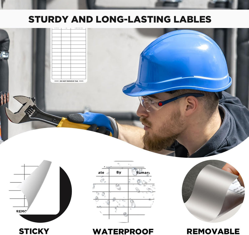 Adhesive Inspection Record Labels - 200 Pack Safety Inspection Stickers for Equipment Maintenance Quality Control & Accident Prevention Self Adhesive Stickers 5"x 3"