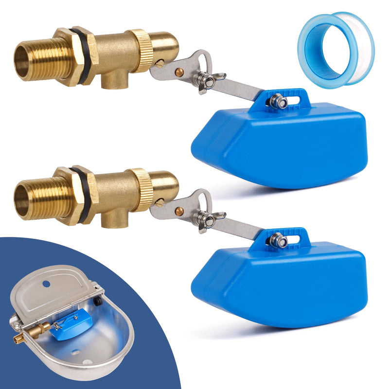 Brass Float Valve for Water Trough Stock Tank,3/4 Inch Automatic Water Level Control Pond Farm Livestock Cattle Goat Horse Livestock Waterer Pool Auto fill Float Valve (3/4" 2PCS) 3/4" 2PCS
