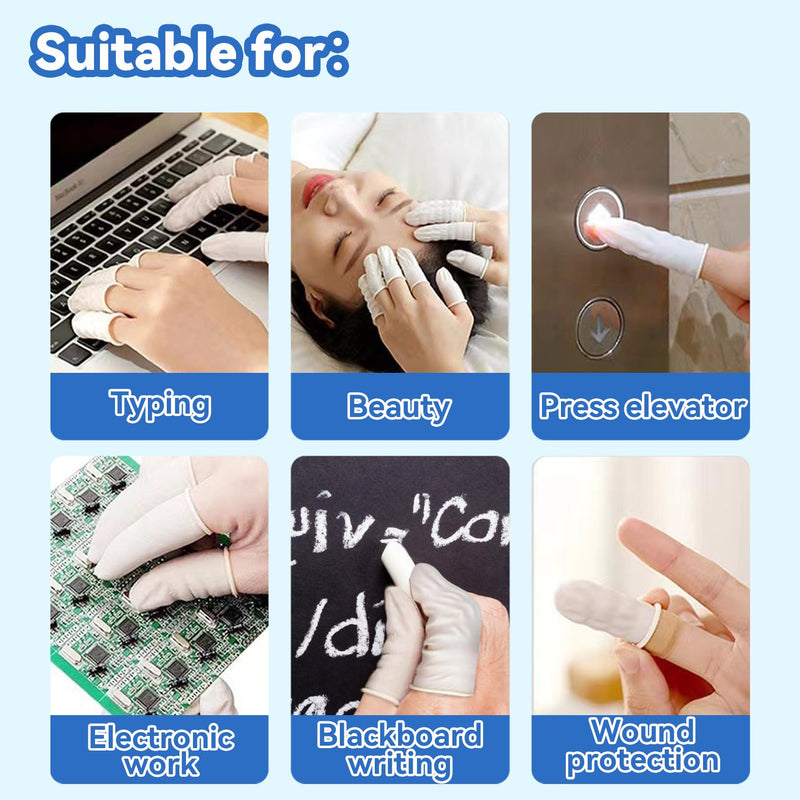[Australia - AusPower] - 280 PCS Finger Cots - Disposable Medium Finger Gloves Finger Protector Rubber Fingers Cover Finger Shields Finger Sleeves for Beauty Nail Art Tattoo Industrial Electric Finger Cot(White) 