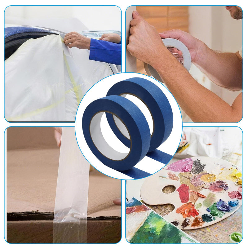 2 Pack Blue Artist Tape - 1 Inch Wide Masking Tape for Watercolor Paper Low Tack White Painters Tape for Canvas Framing, Watercolor Painting & Drafting Width 1 inch 2