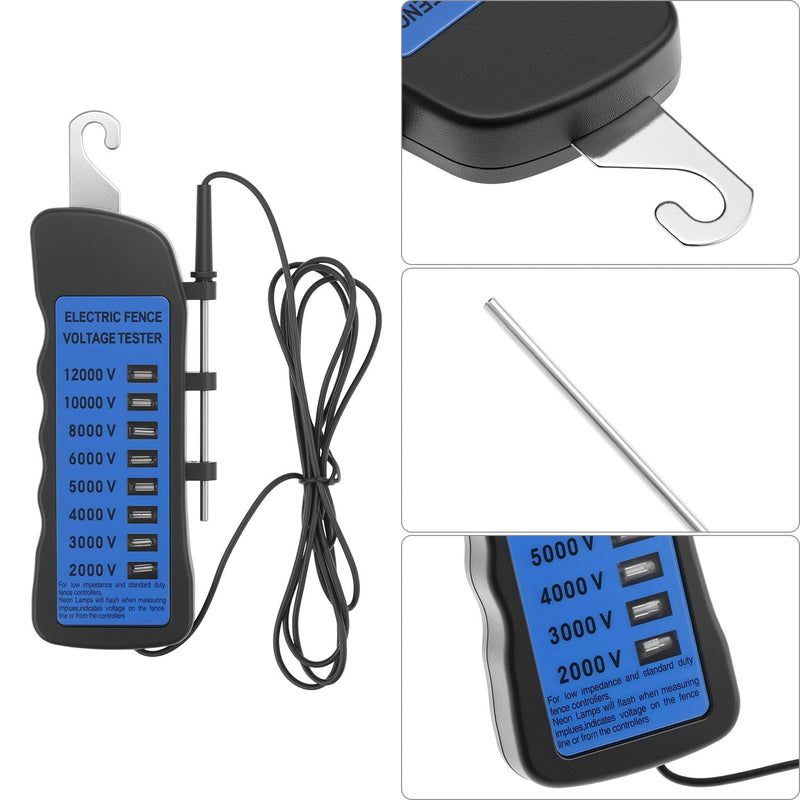 [Australia - AusPower] - QWORK Electric Fence Voltage Tester, 12KV Fence Tester, 8 Neon Lights Testing Tool, Fault Finder for Farms 