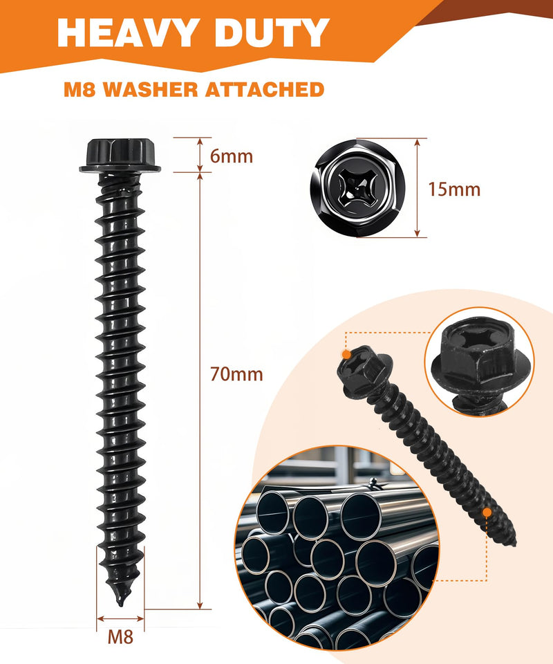 [Australia - AusPower] - Lag Bolt Kit for TV Mounting Hardware - M8x70mm Lag Bolt and Washer for Wood Stud, Anchors for Concrete/Brick Wall, Includes Allen Key and Bubble Level for Easy Installation 