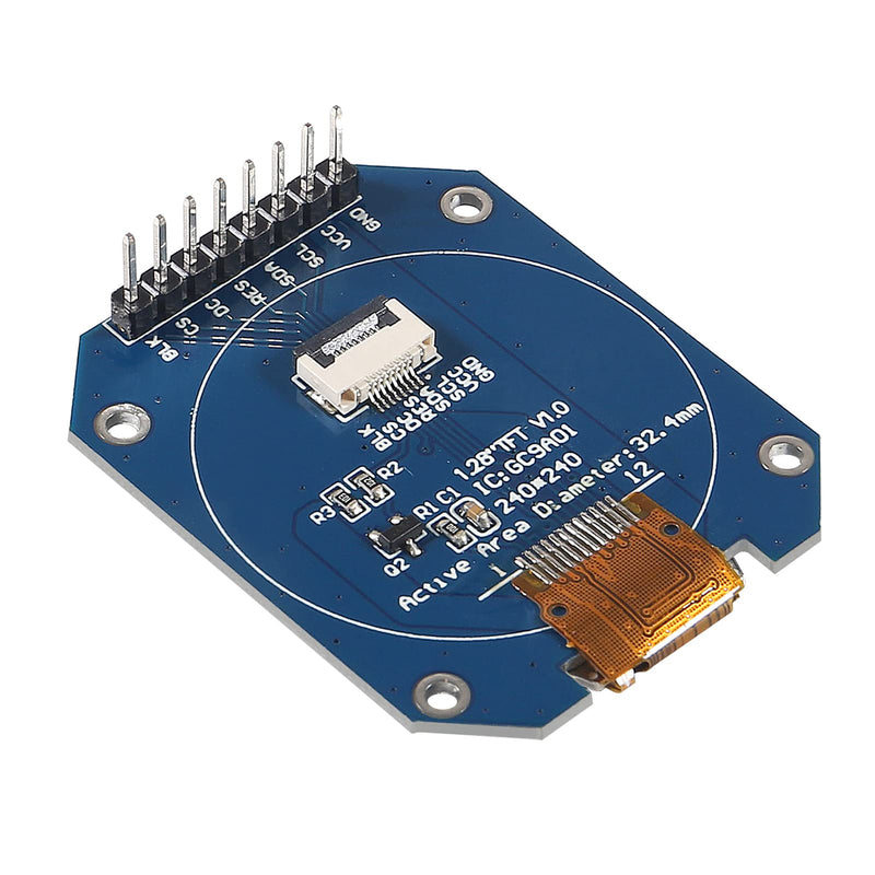 [Australia - AusPower] - 2PCS DC 3.3V 1.28 inch TFT LCD Display Module Round RGB 240 * 240 GC9A01 Driver 4 Wire SPI Interface 240x240 Resolution Adapter PCB for Arduino 