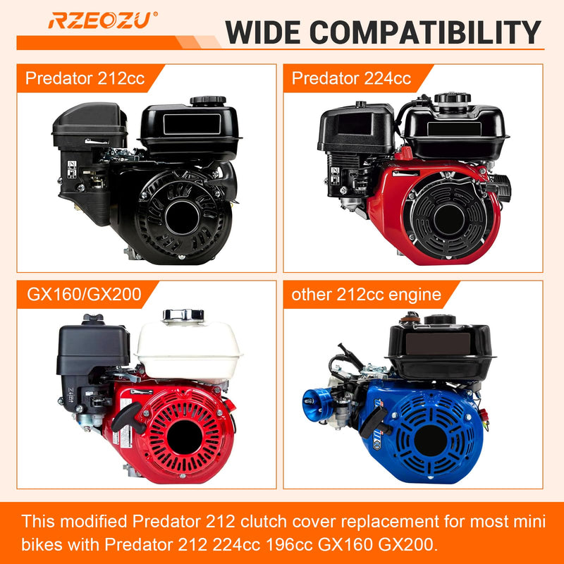 Mini Bike Clutch Cover Chain Guard Replacement for Predator 212 196cc 224cc 79cc Coleman CT200U CT200U-EX BT200X CT100U CC100X Massimo MB200 Baja Doodlebug DB30 GX160 GX200 Engine Kit Parts black