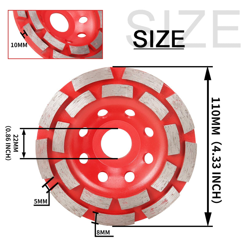 [Australia - AusPower] - Diamond Concrete Grinding Wheel 4 1/2 Inch for Angle Grinder, Diamond Grinding Wheel with Arbor Hole 7/8"-5/8" for Grinding and Polishing Concrete, Marble, Granite 4.5 Inch Grinding Disc 