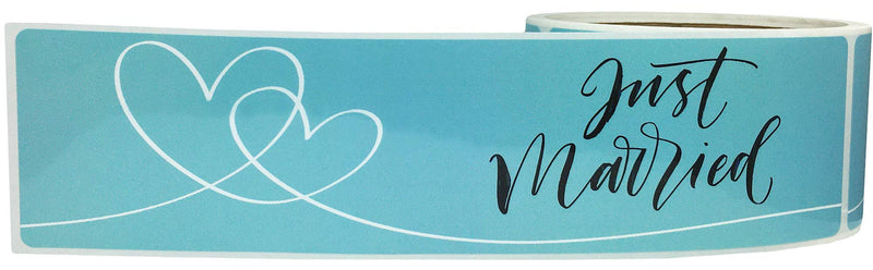 Just Married Water Bottle Labels 2 x 8 Inch 50 Total Stickers On A Roll