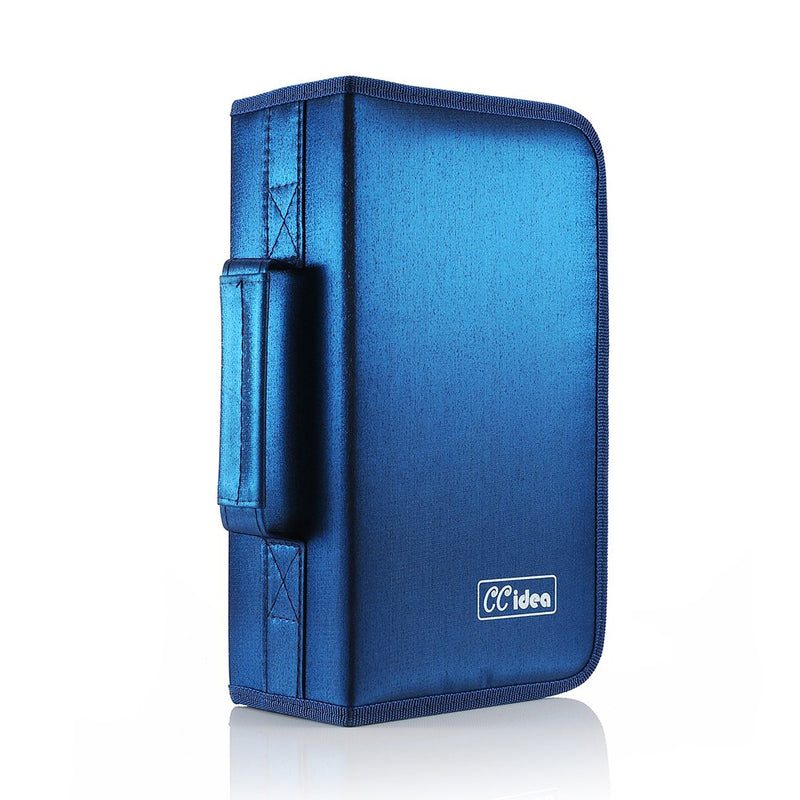 [Australia - AusPower] - CCidea CD Case DVD Storage Holder, 128 Capacity DVD Cases Organizer CD Plastic Protective Carrying Binder,Portable Cd Wallet for Home Travel (Blue) L11 xW 6 x H3.5 INCH Blue 
