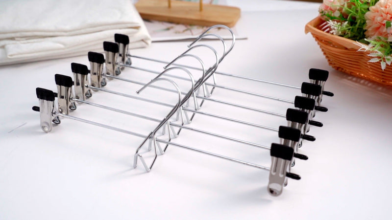 12 Pcs College Dorm Room Supplies Decor Skirt Pants Hangers with Clips Heavy Duty Clip Space Saving Stackable Add on Metal Organization and Storage for Jeans Towels Skirt Trousers Ties Socks 12