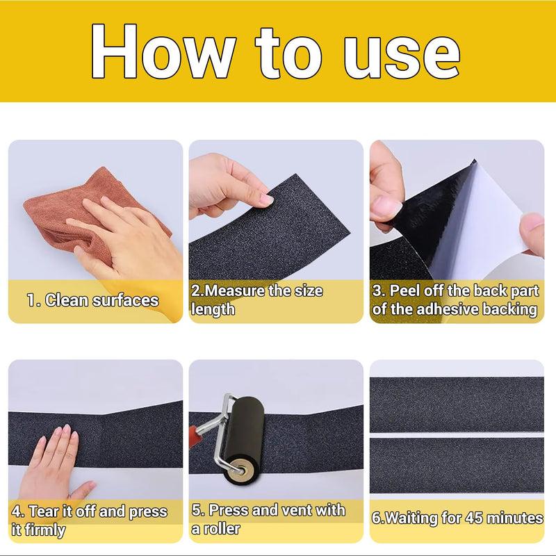 [Australia - AusPower] - Heavy Duty Anti Slip Grip Tape for Stairs Floor Outdoor/Indoor Waterproof 4 Inch x 16.5Ft Freads Non Slip Friction Tape Adhesive for Skateboards Stairs Ramps Black 