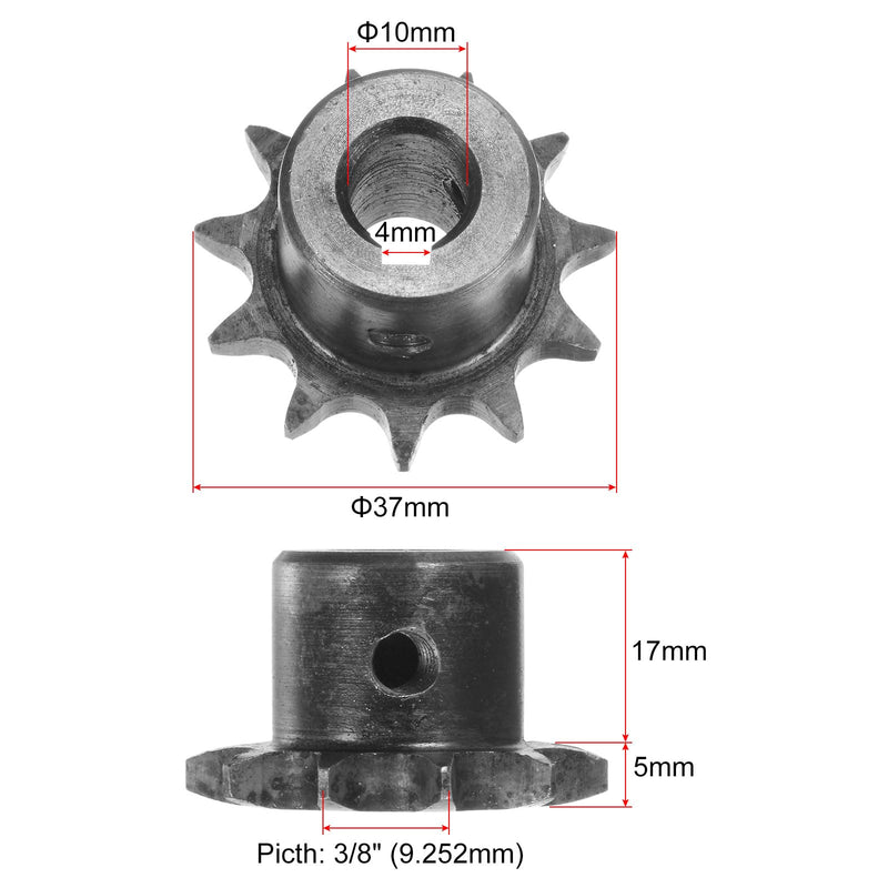[Australia - AusPower] - uxcell 2pcs ISO/DIN 06B-1 Roller Chain Sprocket B Type 10mm Bore, 3/8" Pitch, A3-Steel Single Strand Roller Sprocket Hardened 11 Tooth 