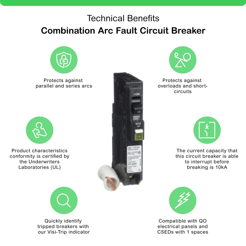 Square D by Schneider Electric Square D - QO115CAFI QO15A Arc Fault Breaker, Black