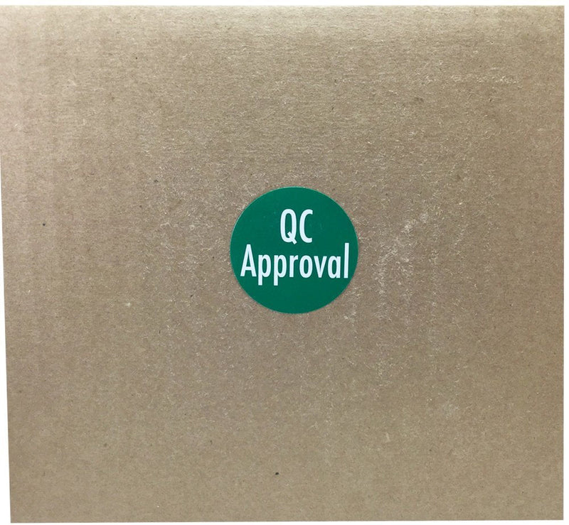 Green with White QC Approval Stickers 1.5 Inch Round Circle Dots 500 Adhesive Labels On A Roll for Quality Control Inspections Product Approval and Inventory Management Made in the USA