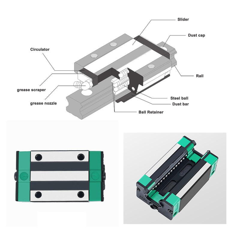 [Australia - AusPower] - HGH15CA Linear Slider Bearing, 2pcs HGH15CA Square Bearing Slider Block, for HG15 High Assembly CNC Linear Guide for CNC Machines and DIY Project. Standard slider 
