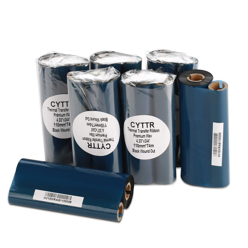 [Australia - AusPower] - 4.33" x 244' Thermal Transfer Ribbon - 1 Roll. Resin Enhanced Wax 1/2 Inch Core Ink Out for Zebra Eltron Datamax Zebra GC420t GK420t GX420t TLP2442 TLP2844 