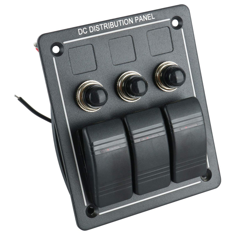 Amarine Made 3 Gang Pre Wired Rocker Switch Panel - Waterproof On/Off Toggle Rocker, 12V 24V with Fuse, Circuit Breaker with LED Indicator for RV, Cars, Marine, Boat