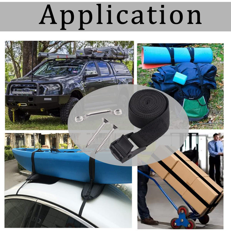 [Australia - AusPower] - 2 Sets 1"x 48"(4ft) Battery Tie Down Strap kit with Stainless Steel Cam Buckle, Stainless Steel Bracket and SS Screws for Boats, Luggage Belt, Cars 2 Sets 1"x 48"(4ft) 