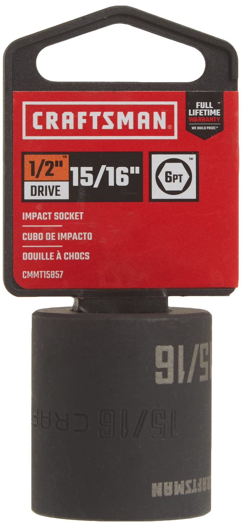[Australia - AusPower] - CRAFTSMAN Shallow Impact Socket, SAE, 1/2 Inch Drive, 15/16 Inch, 6 Point (CMMT15857) 15/16" 