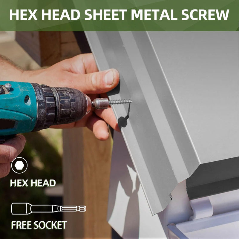 [Australia - AusPower] - #14 x 1 (100 PCS) Sheet Metal Screws, Hex Washer Head Self Drilling Screw, 410 Stainless Steel Flanged Hex Fast Self Tapping Screws, Hex Bit Socket Included #14 x 1" 