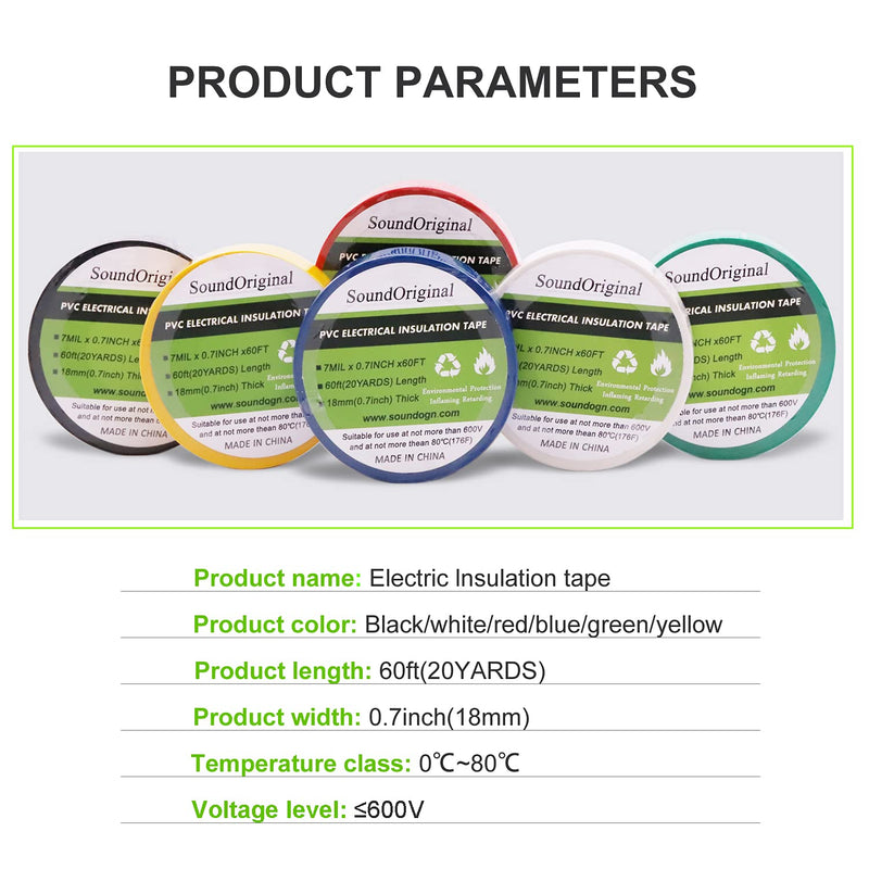 [Australia - AusPower] - UL/CSA Electrical Tape White 0.7 Inch by 60 Feet 4 Pack Waterproof Flame Retardant Indoor Outdoor High Temperature Resistance (60Ft White) 