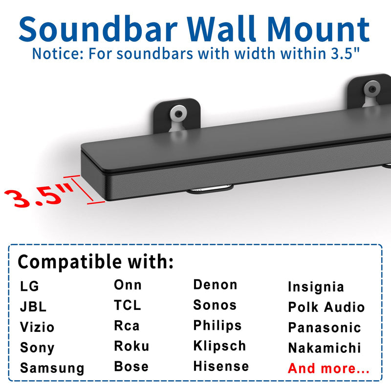 [Australia - AusPower] - Sound Bar Mounts Universal Soundbar Wall Mount Bracket Kit for Most of Soundbars Wall Mount Shelf Mounting Brackets, Black 