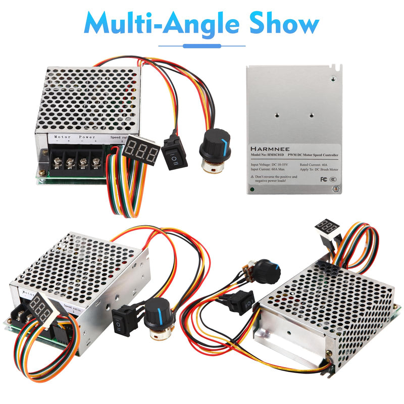 [Australia - AusPower] - PWM DC Motor Speed Controller, DC 10-55VRated 40A/Max 60A, LED Display Stepless DC Motor Speed Controller with Adjustable Potentiometer and Forward-Brake-Reverse Switch Standard 10-55V/60A 