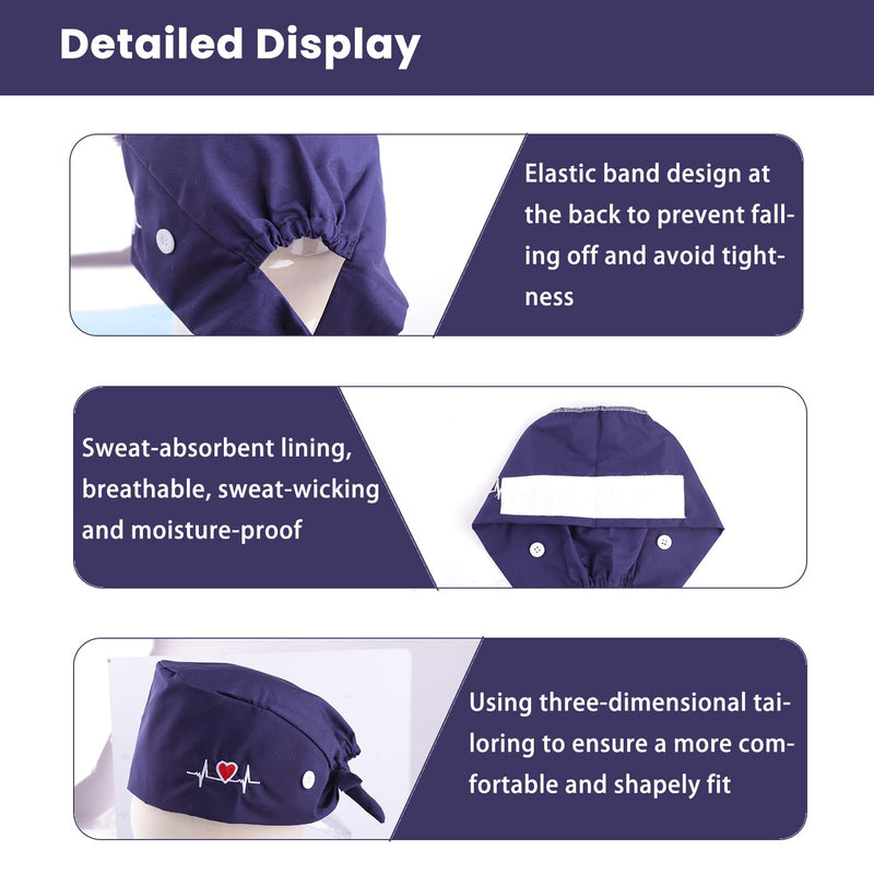 [Australia - AusPower] - Surgical Hood Fabric for Men and Women, Universal Size, Breathable and Quick Drying, Protective Cover for Doctors, Nurses, Surgical Staff and Laboratory, Surgical Caps, Fabric with Adjustable Strap 