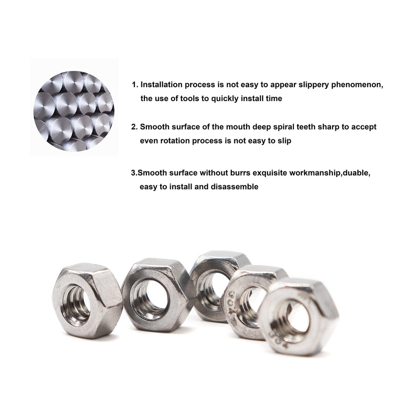 [Australia - AusPower] - binifiMux 100pcs SAE #8-32 304 Stainless Steel Hex Nuts Lock Nuts #8-32 100pcs 