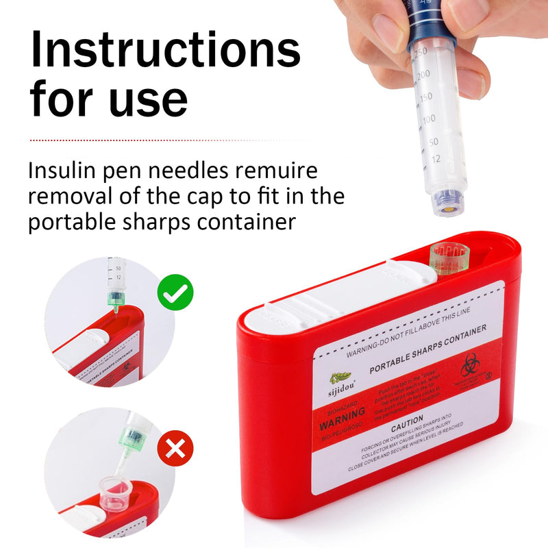 [Australia - AusPower] - Sharps Containers Kit for Travel and Home Use with Portable Pocket 0.1L Container for Diabets Insulin Pen Needle Disposal, Small 1 Quart Container for Biohazard Needel and Syringe Disposal. Red 