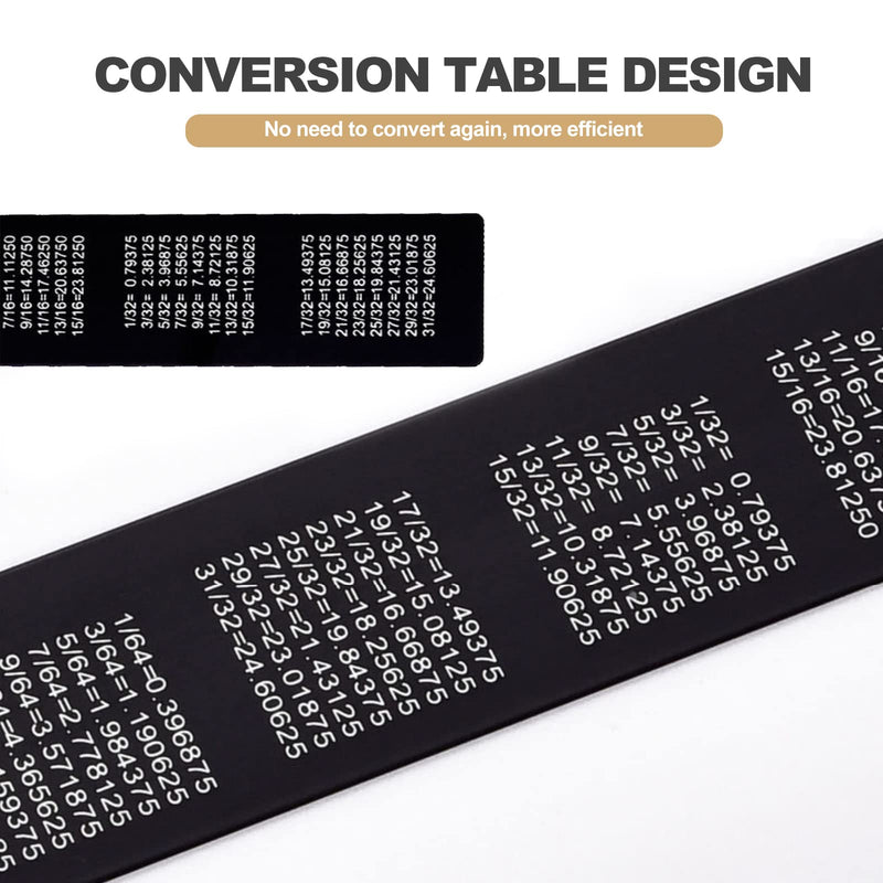 [Australia - AusPower] - Metal Ruler, 30 cm, 15 cm, Steel Ruler, Metal Ruler, Double Scale, Steel Ruler, Set of 2, Edge Measuring Tool Ruler (Black) 
