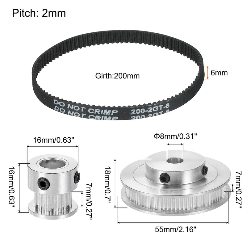 [Australia - AusPower] - MECCANIXITY Timing Pulley 20&80 Teeth 8mm Bore Synchronous Wheel with Belt and Wrench for 3D Printer, CNC Machine, 1 Set 