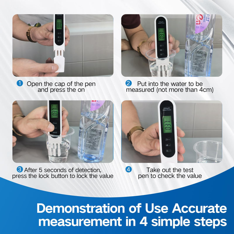 [Australia - AusPower] - 4 in 1 Digital Water Quality Tester, Accurate and Reliable Digital TDS EC & Temp(°C,°F) TDS Water Tester, 0-9990PPM TDS Meter for Drinking Water RO/DI System Aquarium（2025 New） (White) White 