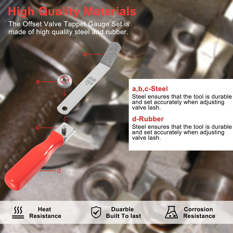 [Australia - AusPower] - A308 Offset Valve Tappet Gauge Set, 11-Blades Feeler Gauge/Feeler Blade with Two Handles (0.004" to 0.014") 
