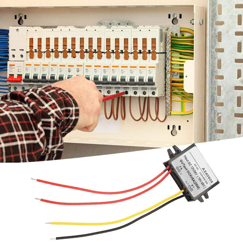 SEAFRONT AC DC Voltage Converter, Rectifier AC 12V/24V to DC 5V Step-Down Converter (5A)