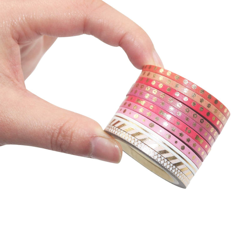 YUBBAEX 24 Rolls Skinny Washi Tape Set Gold Foil Print Decorative Tapes for Arts, DIY Crafts, Journals, Planners, Scrapbooking, Wrapping (Slim 3mm) Slim 3mm