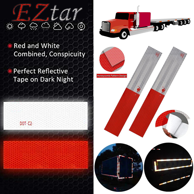 Reflective Tape 2" X 150 Feet Red/White High Intensity Safety Caution Warning Grade Self-Adhesive Waterproof Conspicuous Trailer Reflector - for Cars,Trucks,Trailers,Boats,Signs,Helmet,Mailbox