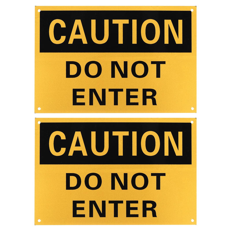 PATIKIL Caution Do Not Enter Sign 14 x 10 Inch, 2 Pcs Plastic Danger Do Not Enter Signs for Industrial Areas Storage Facilities Chemical, Black on Yellow & Yellow on Black