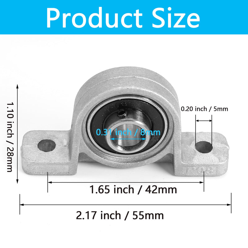 [Australia - AusPower] - KP08 Pillow Block Bearing Flange Bearing, 0.31 inch / 8mm Aluminum Alloy Bearing Self Aligning Bearing, Replacement Bearings Mounted Bearings for Machine 8mm / KP08 