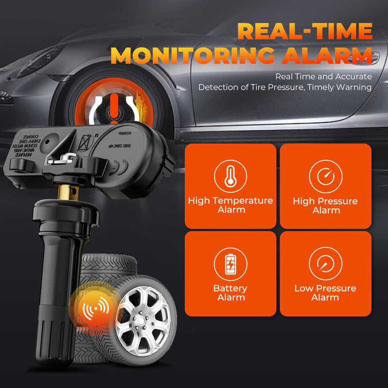 [Australia - AusPower] - TPMS Sensor, 4PCS Tire Pressure Monitoring System Sensor fit for Jeep Wrangler Grand Cherokee, Chrysler 300, Dodge Journey Durango Challenger, Ram 1500 2500 3500 4500, Replace 56029398AB 433MHz 4 PCS 