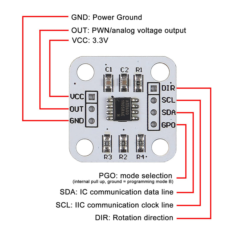 [Australia - AusPower] - 4PCS AS5600 Magnetic Encoder 12bit high Precision Magnetic Induction Angle Measurement Sensor Module 3.3V (4 PCS) 4 PCS 