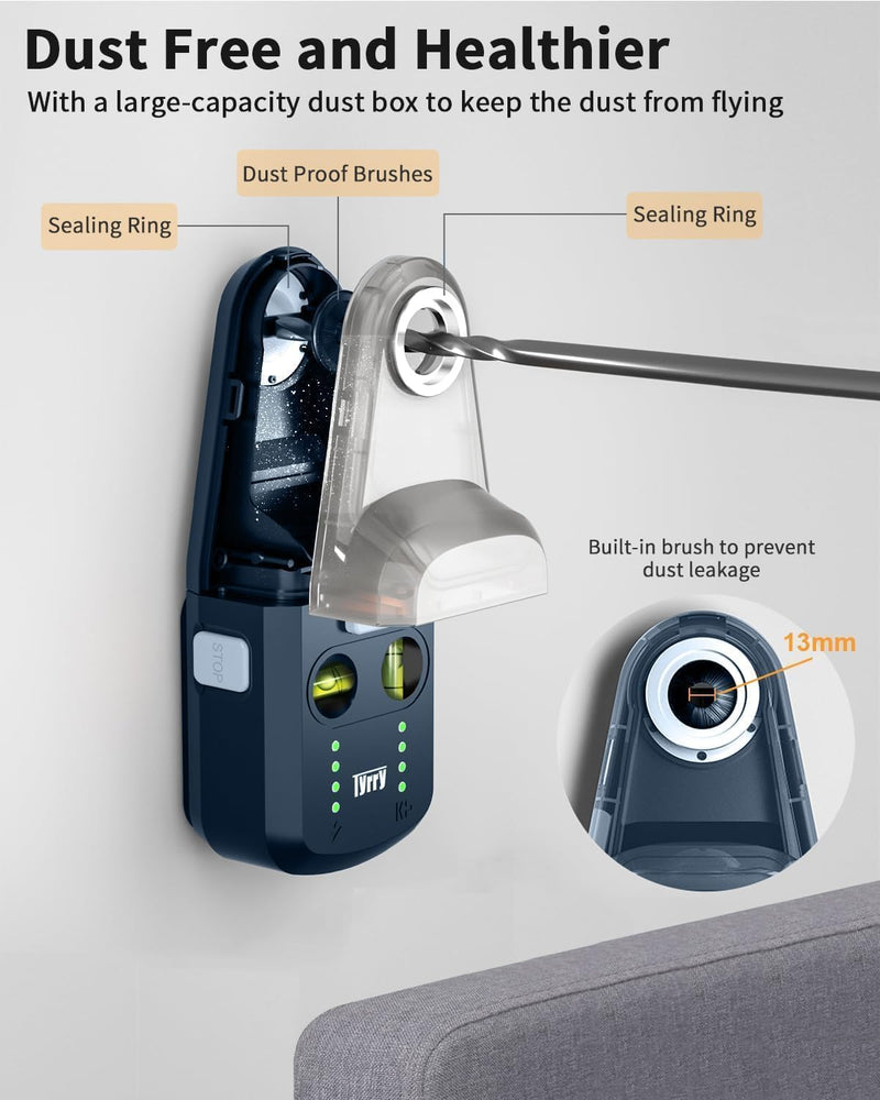 [Australia - AusPower] - Tyrry 4-in-1 Laser Spirit Level with Cross Spirit Level, Drilling Dust Collector, Wall Mount, Electronic Vacuum Suction Cup, Leveling Tool, Perfect for Hanging Pictures, Painting and Home Renovations Blue 