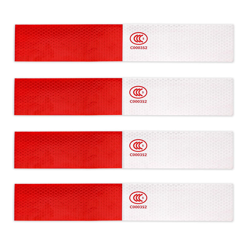 20Pcs Reflective Tape, Red/White Self-Adhesive Trailer Reflector Outdoor Waterproof Safety Caution Warning Stickers for Trailers, Trucks, Boats, Cars, Road Signs 20PCS