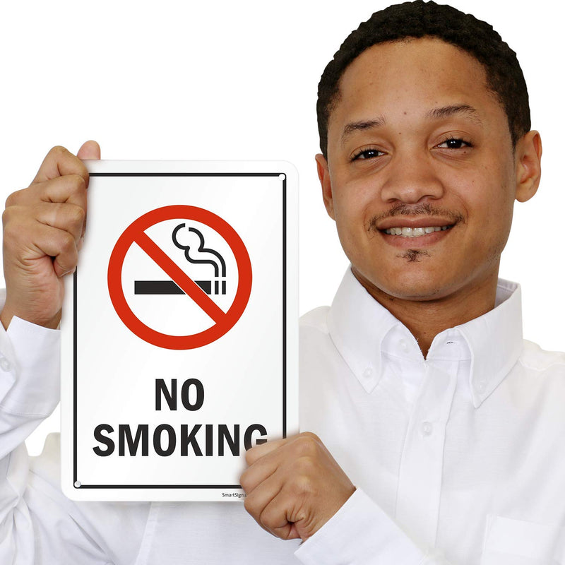 SmartSign No Smoking Sign (Pack of 4), 7 x 10 Inches, 40 Mil Aluminum, Laminated, Pre-drilled Holes, Made in USA 7" x 10" - Pack of 4